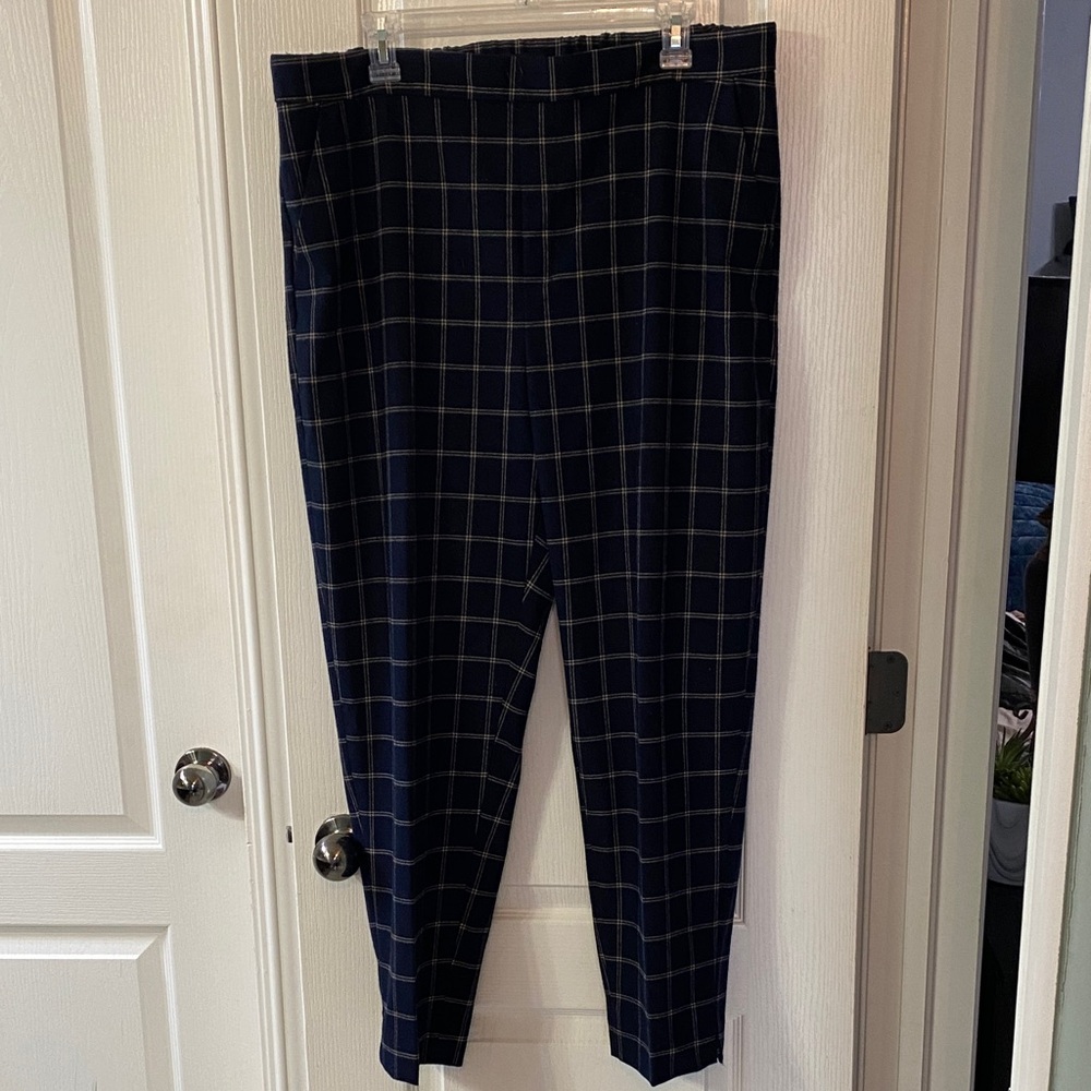 Banana Republic Navy Plaid Slim Dress Pants